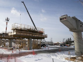 Ongoing work on the REM near the corner of Sources Blvd. and Hymus Blvd. in Pointe-Claire as seen on Jan. 22.