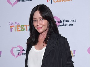 In this file photo Actress Shannen Doherty walks the carpet at the Farrah Fawcett Foundation's "Tex-Mex Fiesta" honoring Marcia Cross at Wallis Annenberg Center for the Performing Arts in Beverly Hills, California, on September 6, 2019. - Actress Shannen Doherty recently revealed she is now battling stage 4 breast cancer.