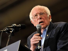 Sen. Bernie Sanders speaks during a rally at the University of New Hampshire in Durham, New Hampshire on Feb. 10.