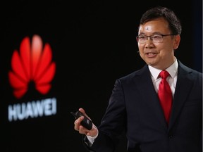 Huawei's 5G product line president Yang Chaobin speaks during a 5G event in London, England, on Feb. 20.