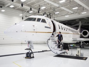 FILE PHOTO: Bombardier's Global 7500, the first business jet to have a queen-sized bed and hot shower, is shown during a media tour in Montreal, Quebec, Canada, December 19, 2018. Picture taken December 19, 2018.  REUTERS/Christinne Muschi/File Photo