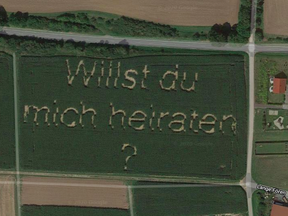 A German man's marriage proposal appears in Google Maps.