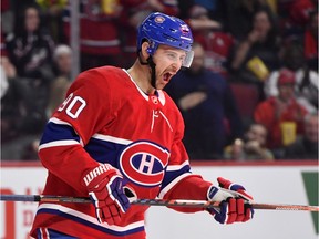 Canadiens forward Tomas Tatar reacts after scoring a goal against the Columbus Blue Jackets at the Bell Centre on Sunday, Feb. 2, 2020. Tatar's contract expires after the 2020-2021 season and he will be especially hard to replace, Jack Todd writes.