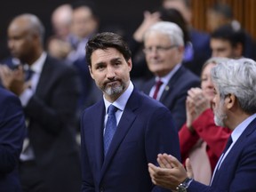 Prime Minister Justin Trudeau delivers a statement in the House of Commons on Parliament Hill in Ottawa on Tuesday, Feb. 18, 2020, regarding infrastructure disruptions caused by blockades across the country.