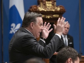CP-Web. Quebec Premier Francois Legault responds to the opposition during question period Tuesday, February 4, 2020 at the legislature in Quebec City.