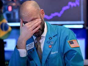 Contracts on the three main U.S. stock benchmarks were all down more than 2 per cent, with those on the S&P 500 Index pointing to the biggest drop since August. The Dow Jones Industrial Average may erase its gains for the year.