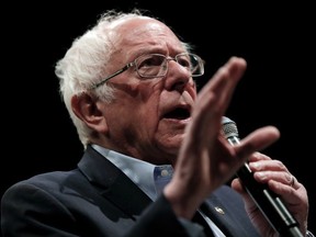 U.S. Democratic presidential candidate Senator Bernie Sanders addresses his first campaign rally after the Nevada Caucus in El Paso, Tex., on Saturday, Feb. 22, 2020.