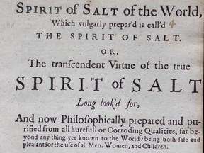 Spirit of Salt of the World is a 17th century booklet by Constantine Rhodocanaces that touts the supposed curative virtues of hydrochloric acid.