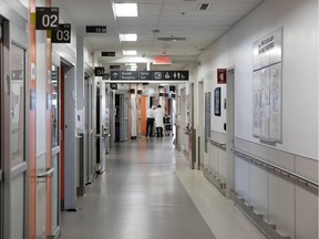 A hallway on the 10th floor of Pavilion K at the Jewish General Hospital. There are 24 rooms in Pavilion K in which COVID-19 patients sick enough to require hospitalization would be treated.