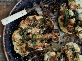 Jean-Philippe Cyr advises using extra-firm cauliflower and very high heat when making cauliflower steak.