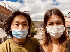 "When we left, the only suggestion that we got from the government was not to travel to Europe and to take extra hygiene precautions," says Ilianna Andrada-Salvatore, who is stranded in the city of Cuzco with boyfriend Nicolas Davis. "They said nothing at all concerning travel to South America."