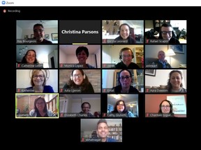 A Zoom meeting of Dawson College's online response team.