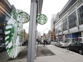 The Starbucks café across the street from the Bell Centre in Montreal