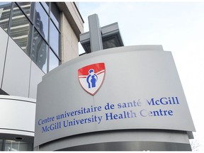 MONTREAL, QUE.: APRIL 28, 2016 -- The building at 2155 Guy St. in Montreal Thursday April 28, 2016 where the McGill University Health Centre has its administrative headquarters.  The MUHC will be leaving the building to move to two buildings that will be charging considerably lower rent.  (John Mahoney} / MONTREAL GAZETTE) ORG XMIT: 56077 - 5700