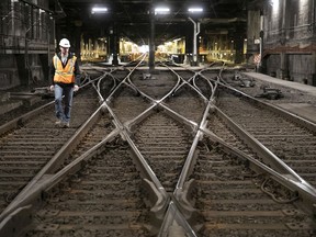 The existing tracks in the Mount Royal Tunnel and the rest of the Deux-Montagnes commuter line must be converted to accommodate the REM.