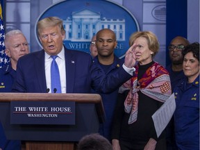 U.S. President Donald Trump speaks to the media in the press briefing room at the White House on March 15, 2020 in Washington, DC. The United States has surpassed 3,000 confirmed cases of the coronavirus, and the death toll climbed to at least 61, with 25 of the deaths associated with the Life Care Center in Kirkland, Washington.