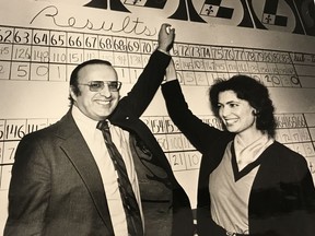 Herbert Marx and wife Eva celebrate his victory in a Nov. 26, 1979 byelection in the Montreal-area provincial riding of D'Arcy McGee.