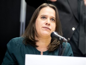 Dr. Mylène Drouin of Santé Montréal speaks to the media during the daily coronavirus briefing in Montreal on Friday, March 20, 2020.