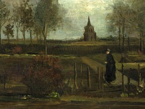 This handout picture released on March 30, 2020 by the Groningen Museum shows Vincent van Gogh's 1884 painting "Parsonage Garden at Neunen in Spring" which was stolen from the Singer Laren Museum in Laren, about 30 kilometres southeast of Amsterdam, closed to the public because of the COVID-19 pandemic, the museum's director said Monday. - The painting has an estimated value of between one to six million euros, local media said. The criminals entered the museum at around 3.15 am (0115 GMT) by breaking open a front glass door, police and Dutch news reports said.