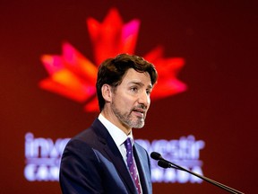 Prime Minister Justin Trudeau speaks during a reception at the Prospectors and Developers Association of Canada (PDAC) annual conference in Toronto, Ontario, Canada March 2, 2020.  REUTERS/Carlos Osorio