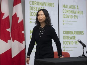 Chief Public Health Officer Theresa Tam leaves a news conference on Covid-19 Sunday March 15, 2020 in Ottawa.