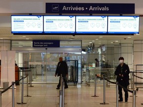 The arrivals area at Trudeau Airport in Montreal on Monday.