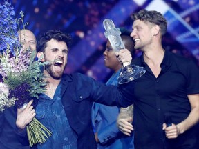 Duncan Laurence of the Netherlands reacts after winning the 2019 Eurovision Song Contest in Tel Aviv, Israel May 19, 2019.