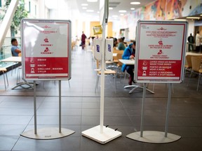 Signs in Chinese, French and English are posted for visitors and staff at the Jewish General Hospital in Montreal, Quebec, Canada March 2, 2020.