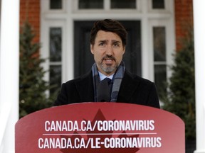 Canada's Prime Minister Justin Trudeau attends a news conference as efforts continue to help slow the spread of coronavirus disease (COVID-19) in Ottawa, Ontario, Canada March 23, 2020.  REUTERS/Blair Gable