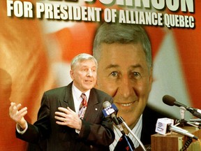 William Johnson announces his bid for the presidency of Alliance Quebec in March 1998; he went on to win. "He was never one to compromise his true beliefs, which were driven by the absolute primacy of individual rights and freedoms," Robert Libman writes.