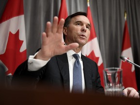 Minister of Finance Bill Morneau speaks during a press conference on economic support for Canadians impacted by COVID-19, at West Block on Parliament Hill in Ottawa, on Wednesday, March 18, 2020.