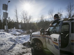 RCMP monitoring the border at Roxham Rd. in St-Bernard-de-Lacolle, near Hemmingford. The road is used by refugee claimants arriving from the United States.