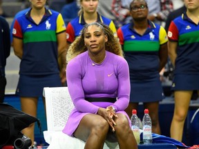 Serena Williams of the U.S.A. after losing to Bianca Andreescu of Canada in the women's final match on Day 13 of the 2019 U.S. Open tennis tournament at USTA Billie Jean King National Tennis Center.