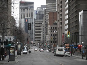 Downtown Sherbrooke St. is a lot emptier than usual these days. Quebec will announce next week its plan to gradually reopen schools and businesses.