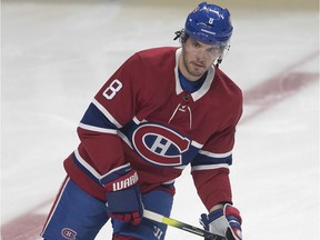 Montreal Canadiens' Ben Chiarot during warmup prior to facing the Detroit Red Wings in Montreal on Oct. 10, 2019.