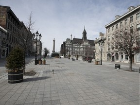 Place Jacques-Cartier stands deserted on Thursday March 19, 2020.