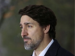 In this file photo taken on March 29, 2020 Canadian Prime Minister Justin Trudeau speaks during a news conference on the COVID-19 situation in Canada from his residence in Ottawa.  (Photo by Dave Chan / AFP)