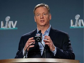 NFL commissioner Roger Goodell is seen during a press conference in this file photo.