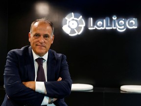 La Liga President Javier Tebas poses during an interview with Reuters at the La Liga headquarters in Madrid, Spain, October 2, 2018.