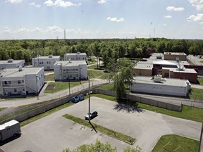 An overhead view of the women's prison in Joliette, Que., on June 1, 2005. The Elizabeth Fry Society says an alarming 60 per cent of inmates at a federal women's prison northeast of Montreal are infected with COVID-19. The organization says there are now 50 confirmed cases of the virus at the Joliette Institution, up from just 10 on April 7, with more likely given the delay in test results.