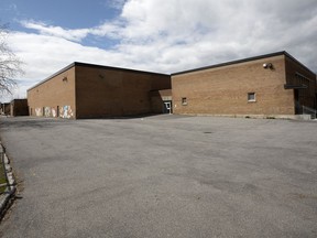 The yard at LaSalle Community Comprehensive High School sits empty on May 5, 2020, with Montreal schools closed as a result of the COVID-19 crisis.