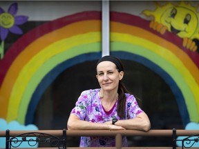 Nurse and former boxer Lucia Larcinese is seen outside Father Dowd CHSLD, in Montreal, on May 6, 2020.