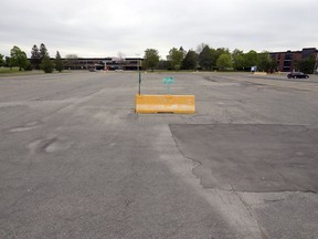 The parking lot at Cité-des-Jeunes high school in Vaudreuil-Dorion on Monday May 25, 2020. The lot will be turned into a drive-in theatre for the summer.