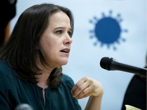 Dr. Mylene Drouin of  Santé Montréal speaks to the media during the daily coronavirus briefing in Montreal on  March 20, 2020.