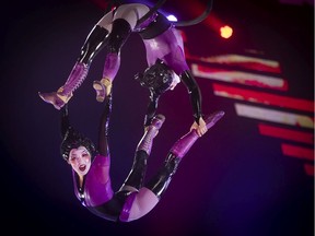 Aerial performers show off their stuff during preview of the Cirque du Soleil ice show Axel last September.