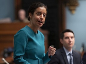 Dominique Anglade made her first National Assembly appearance as Liberal leader on May 13 with limited attendance amid the COVID-19 pandemic.