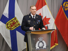 RCMP Supt. Darren Campbell discusses the timeline of events and locations of the Nova Scotia shootings at RCMP headquarters in Dartmouth, N.S., on April 24, 2020.