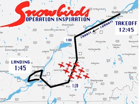 The Snowbirds plan a Montreal flyby May 7, 2020.