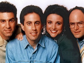 The cast from television's popular Seinfeld comedy show are pictured in this undated file photo. From left are: Michael Richards, Jerry Seinfeld, Julia Louis-Dreyfus and Jason Alexander.