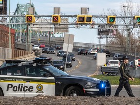 The SQ monitors traffic speeds in the greater Montreal area May 14, 2020.